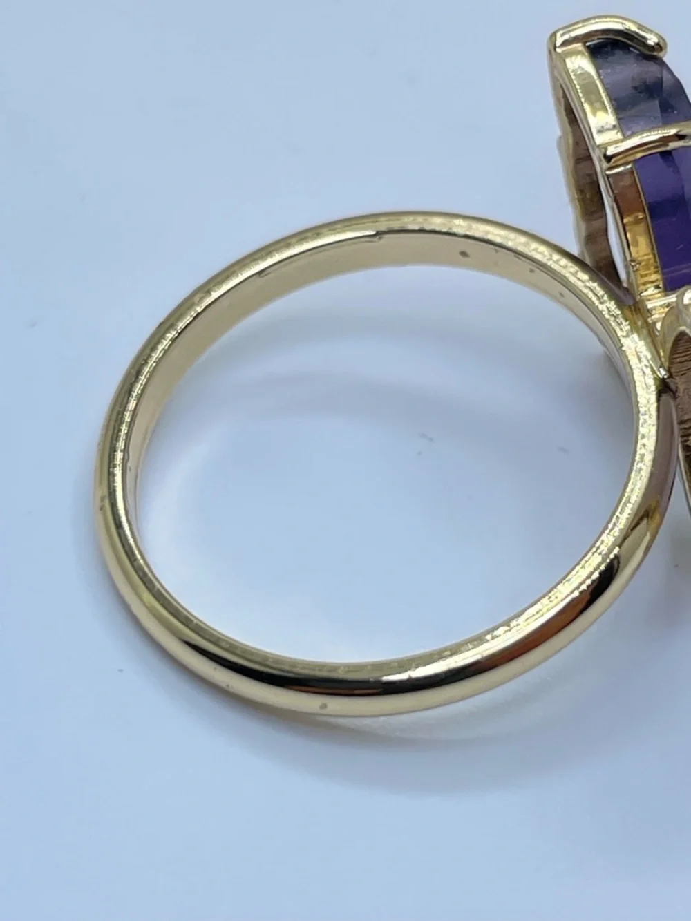 Purple Crystal Butterfly Ring Gold Statement Sz 8 Whimsical Boho Cottagecore